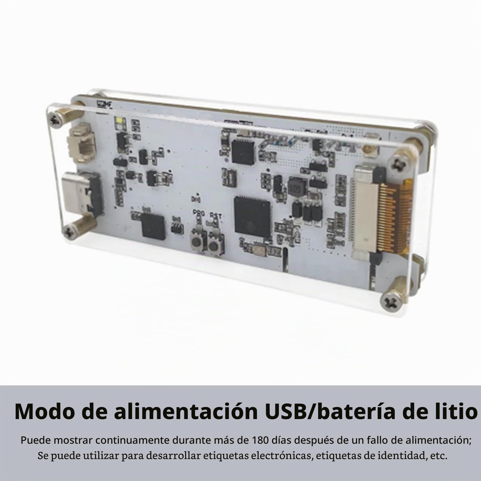 Módulo de Pantalla Lora de 2,13 Pulgadas, módulo de Pantalla E-Ink, ESP-S3 USB C con SX-1262 Lora Support WiFi BLE Meshtastick para Arduino (con Carcasa de acrílico + Antena)