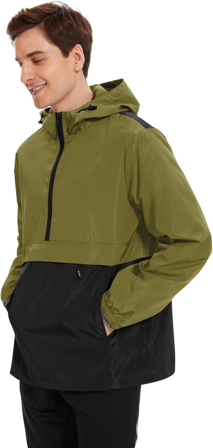 Avoogue Men's Rain Jacket Waterproof Lightweight windbreaker Packable Rain Pullover for Hiking Golf Running Fishing Work - Image 2