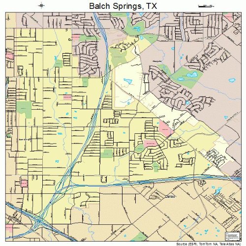 Large Street & Road Map of Balch Springs, Texas TX Printed poster