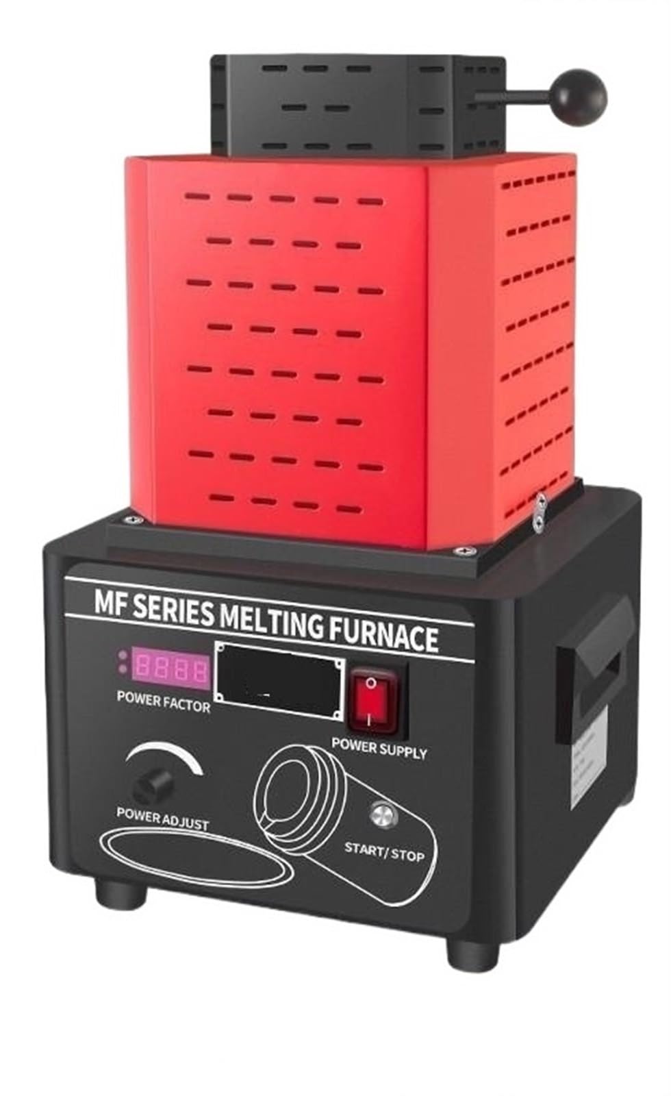 1600 °C Zwischenfrequenz-Goldschmelzofen, schnell schmelzender Gold- und Silber-Kupfer-Eisen-Aluminium-Edelstahl-Schmelzofen, Wasserumlauf-Tiegelofen((3KG) Red)