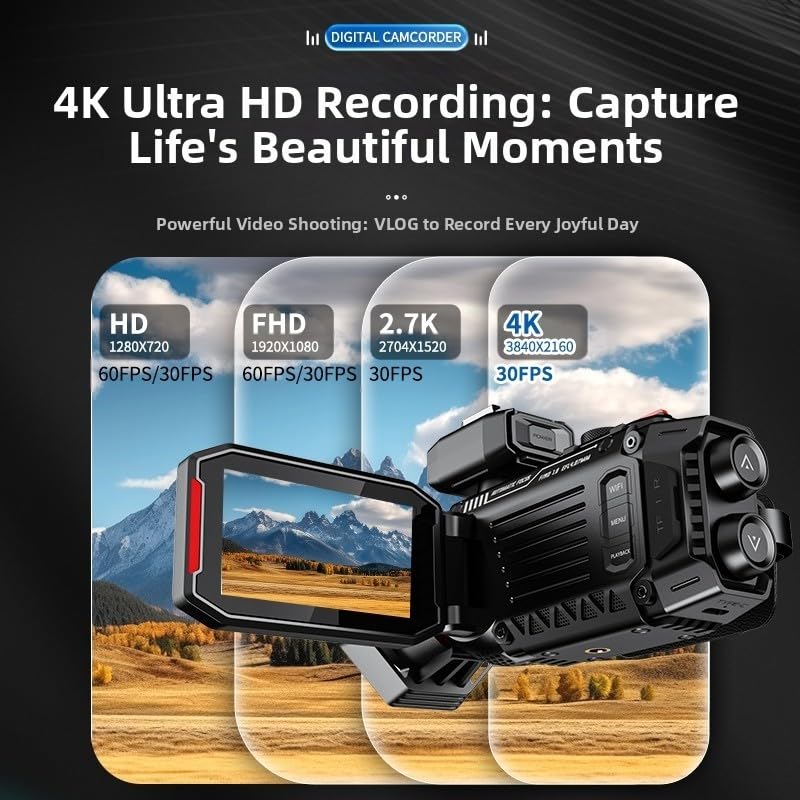 Caméscope 4K UHD avec zoom 50x capteur 53MP griffe USB WiFi - 6