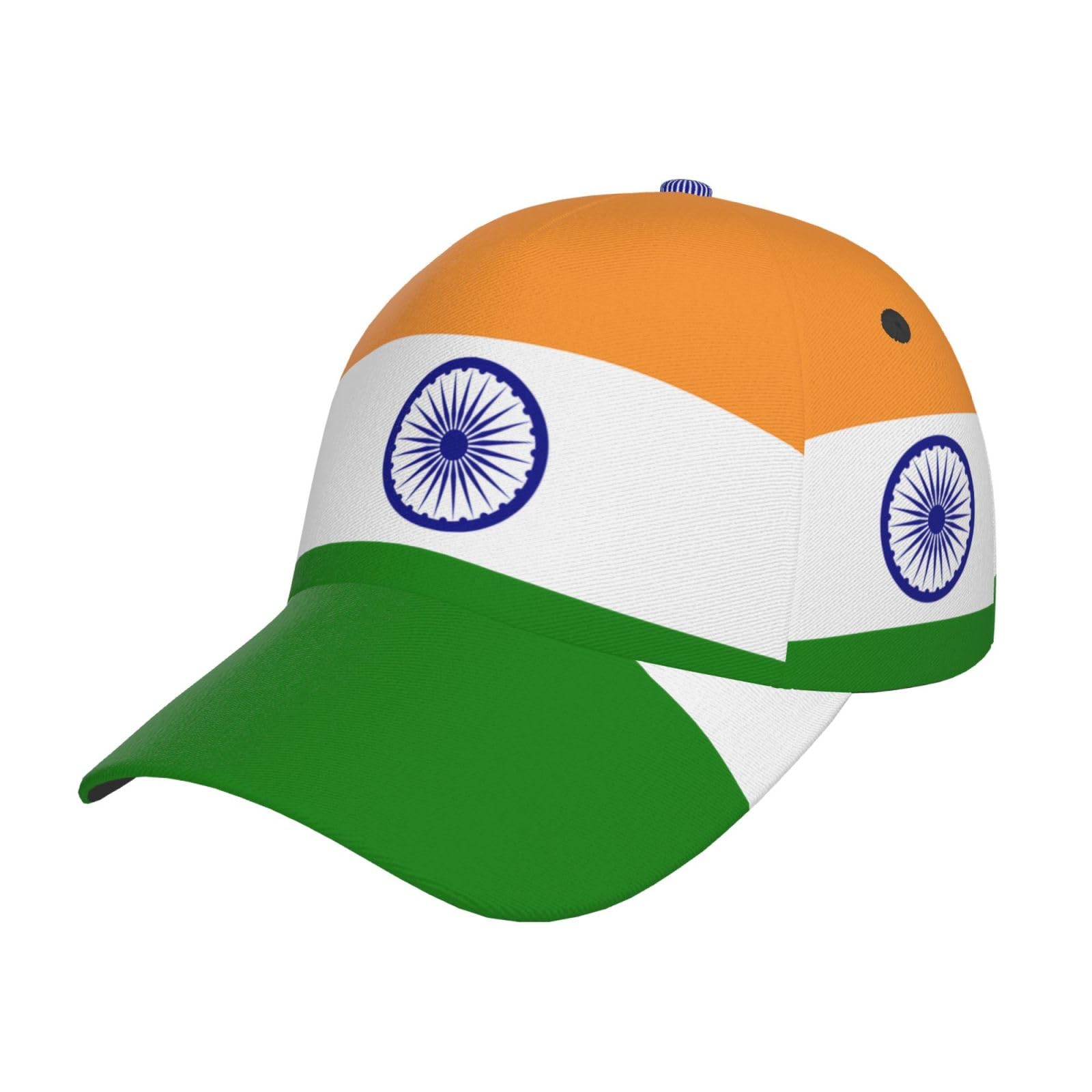 MROWYC Indian Flag Printed Sports Baseball Cap with Adjustable Curved Brim for Travel and Commuting Black