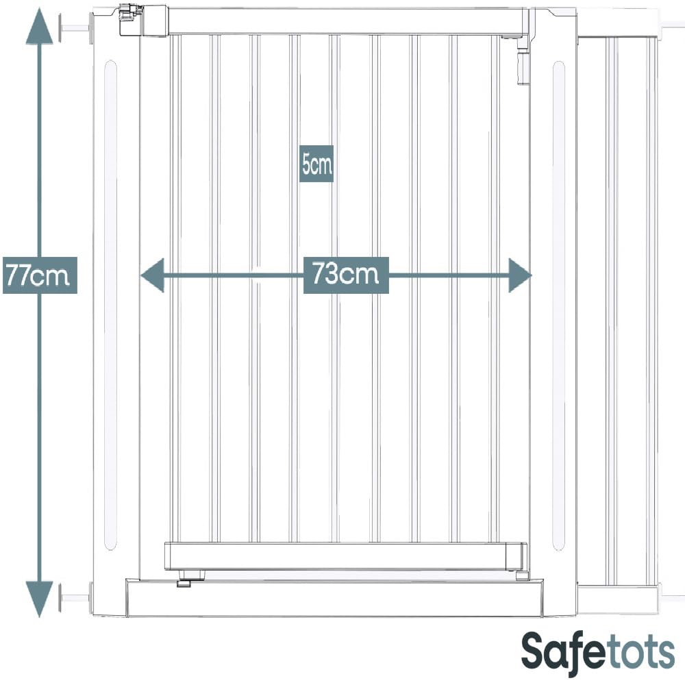 Safetots Cancelletto Elegance in Legno, Naturale, 105cm - 113cm, Cancelletto di Sicurezza a Pressione, Passaggio Extra Largo di 73cm, Barriera di Sicurezza, Installazione Facile