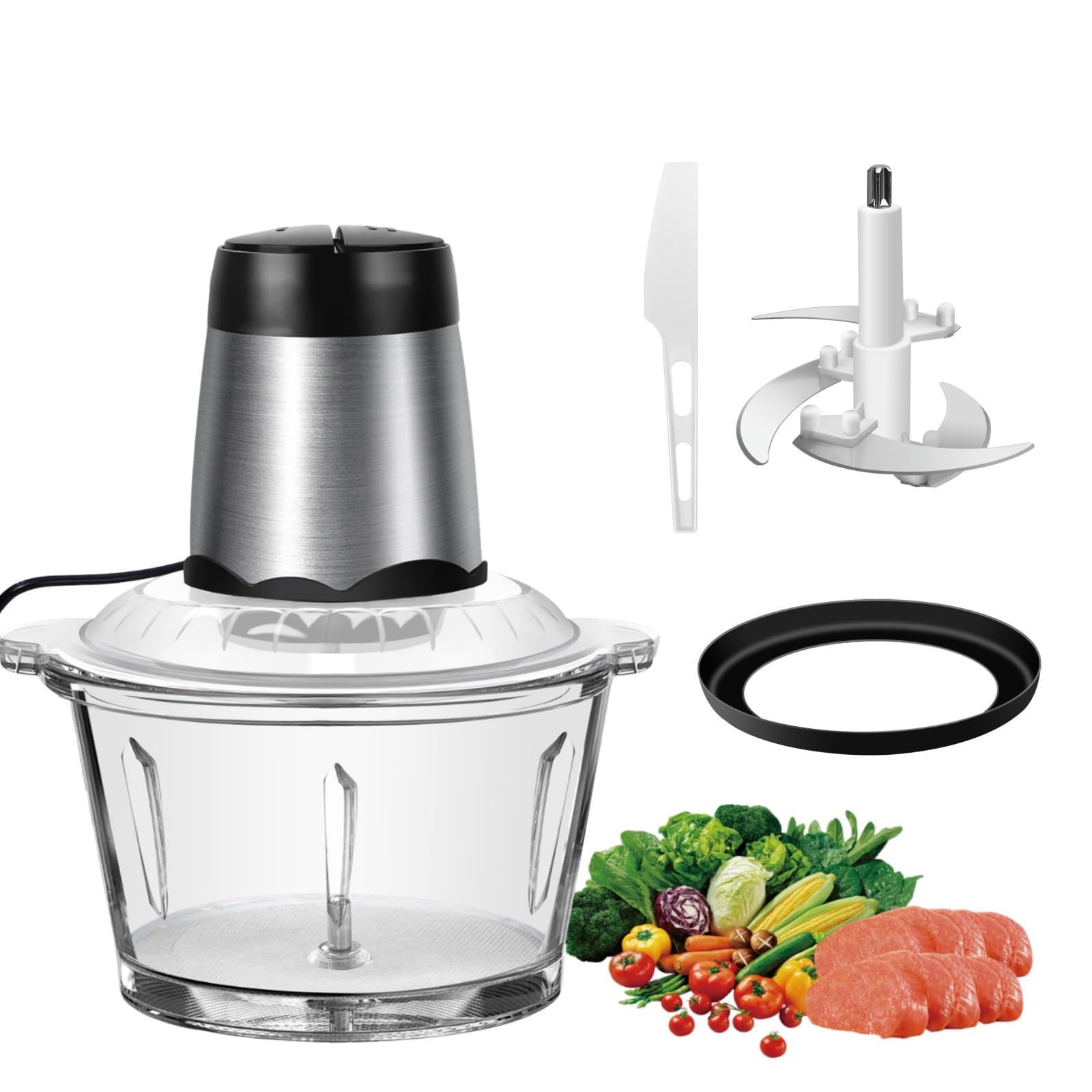 Hachoir électrique en verre 2L pour viande et légumes de maison
