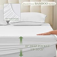 Vista 6 de Protector de colchón 100 % impermeable tamaño individual, funda de colchón de bambú y rayón transpirable con bolsillo de 8 a 21 pulgadas