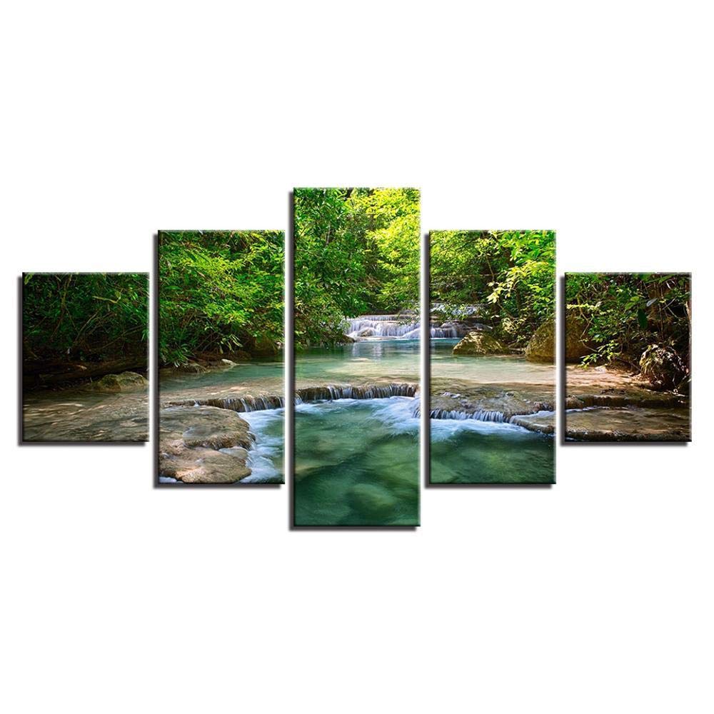 Peinture décorative de rivière et bois pour art mural de salon moderne