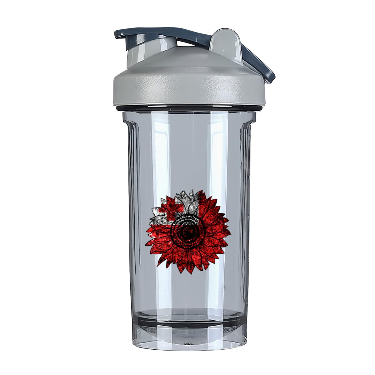 Vintage Sunflower Tonga Tongan Flag 18 Ounce Shaker Bottle Drink Mixer Leak-proof Pre Workout Protein Shakes Meal Replacement Shakes Bottles 500ML/18 Oz Gray