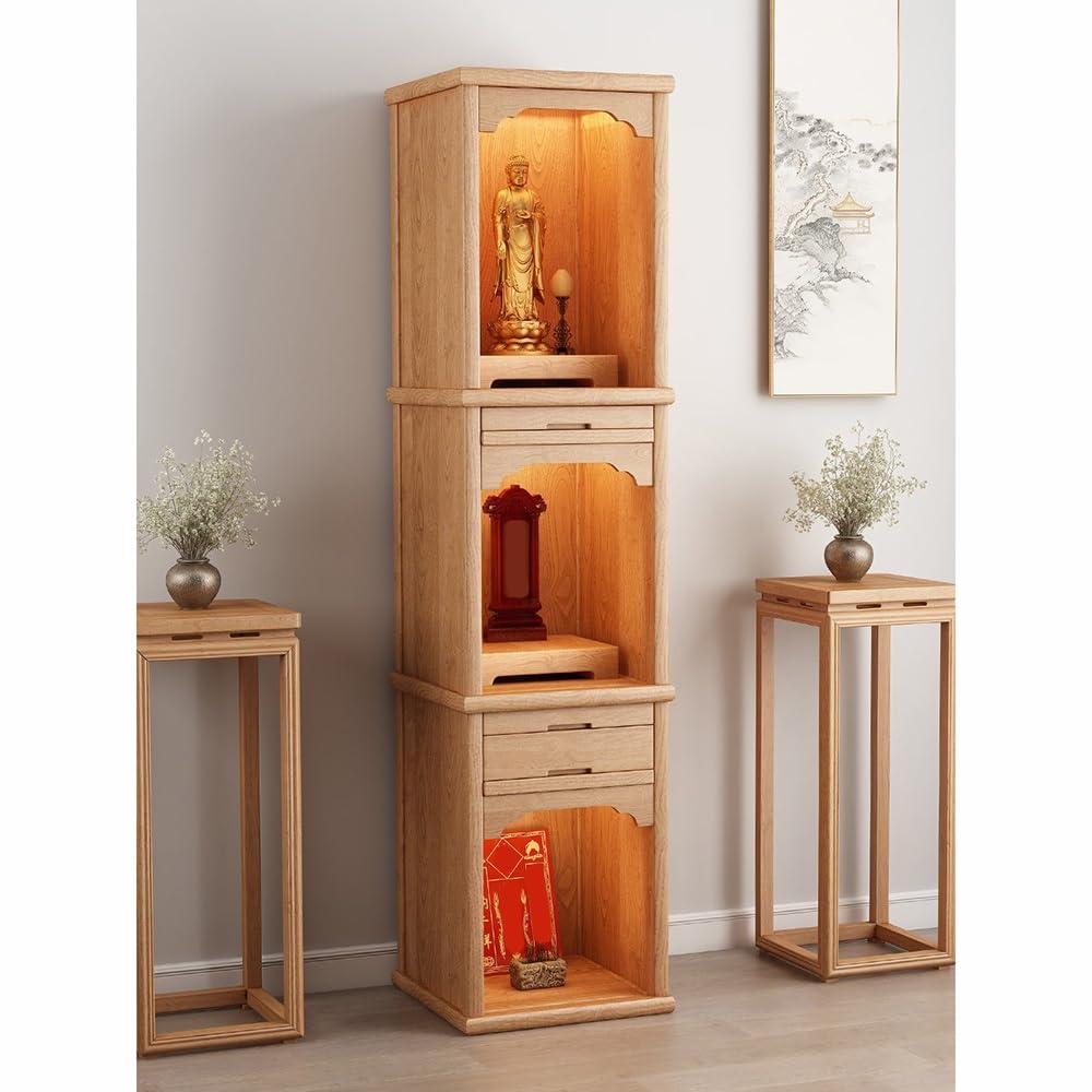 Tavolo Altare in Legno Massello 3 Strati Buddista Armadio Santuario Decor