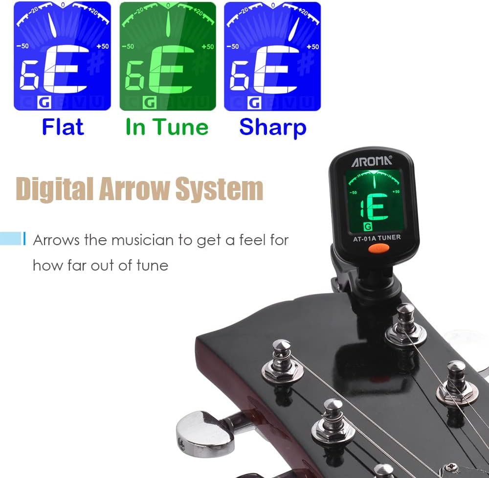 Heysland Guitar Tuner Clip-on LCD Display Tuner Guitar Capo with Rosewood Finish Capo 5 PCS Celluloid Picks for Acoustic Electric Guitar Chromatic - Image 4