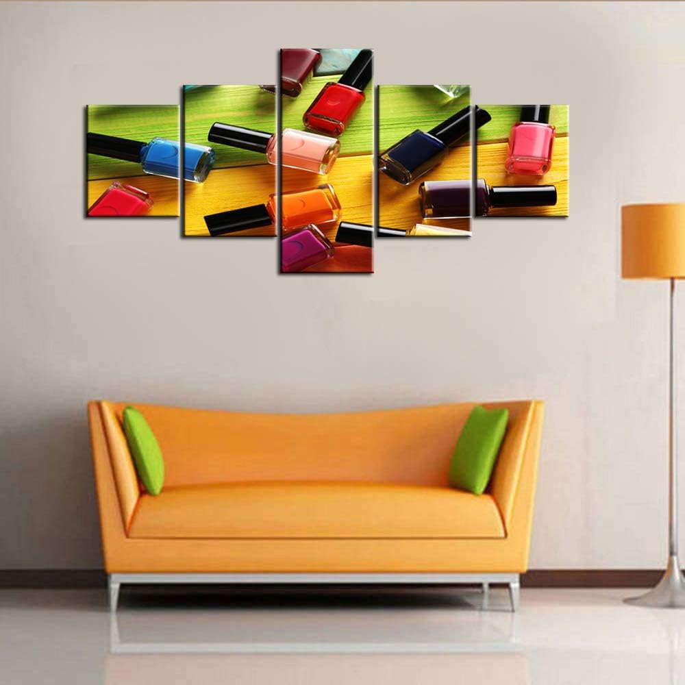 Hоttеѕt Sаlеѕ Salon Artwork for Girl House Decorations Living Room Bottles of Nail Polish Paintings Beauty Salon Pictures Multi Panel Prints Canvas Wall Art Framed Ready to Hang Posters and Prints(50''Wx24''H)
