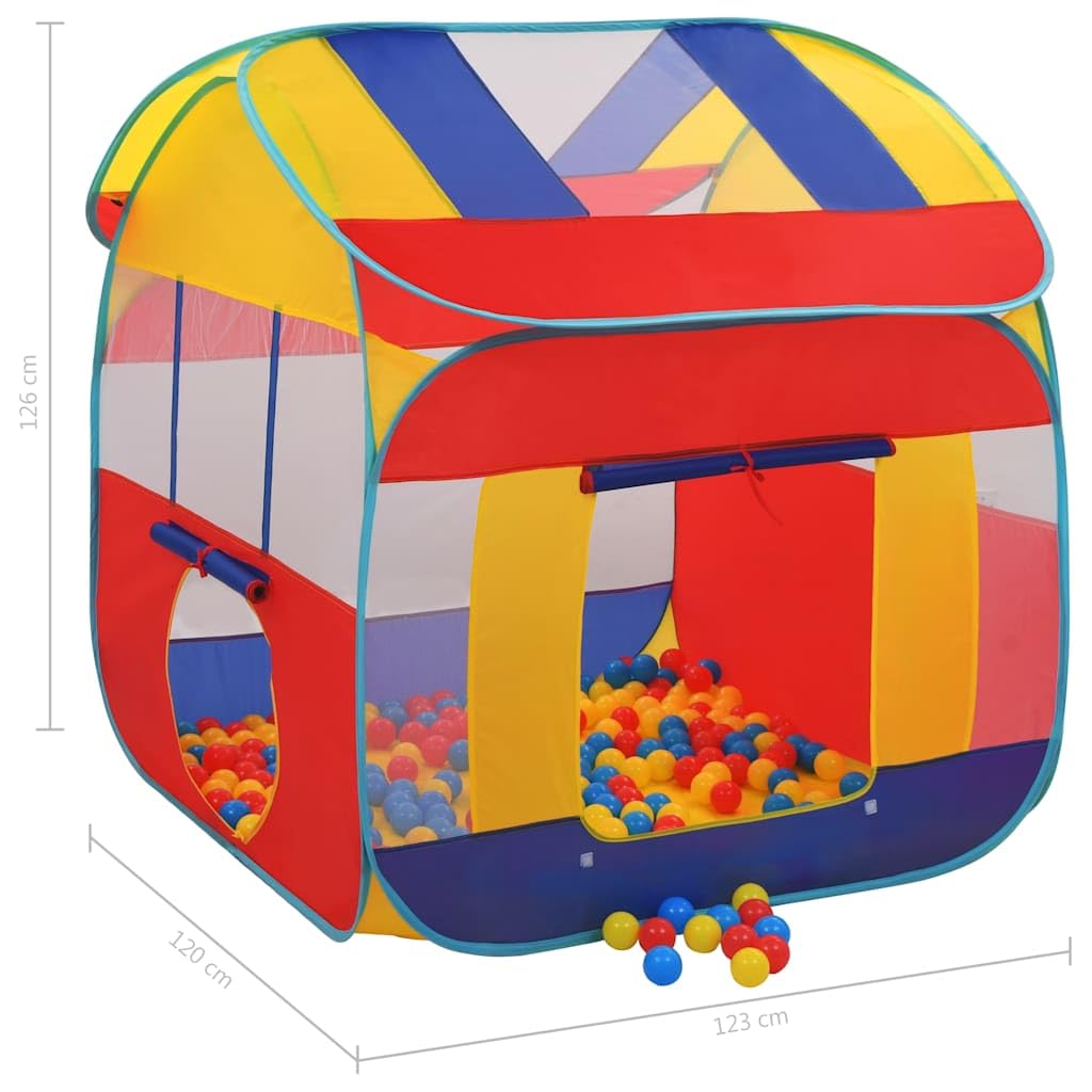 Spielzelt mit 300 Bällen XXL, Polyester und Stahldraht, 123x120x126 cm, faltbar mit Tragetasche, transparentes Netzfenster, robustes Spielhaus für Kinderzimmer, Garten, drinnen und draußen
