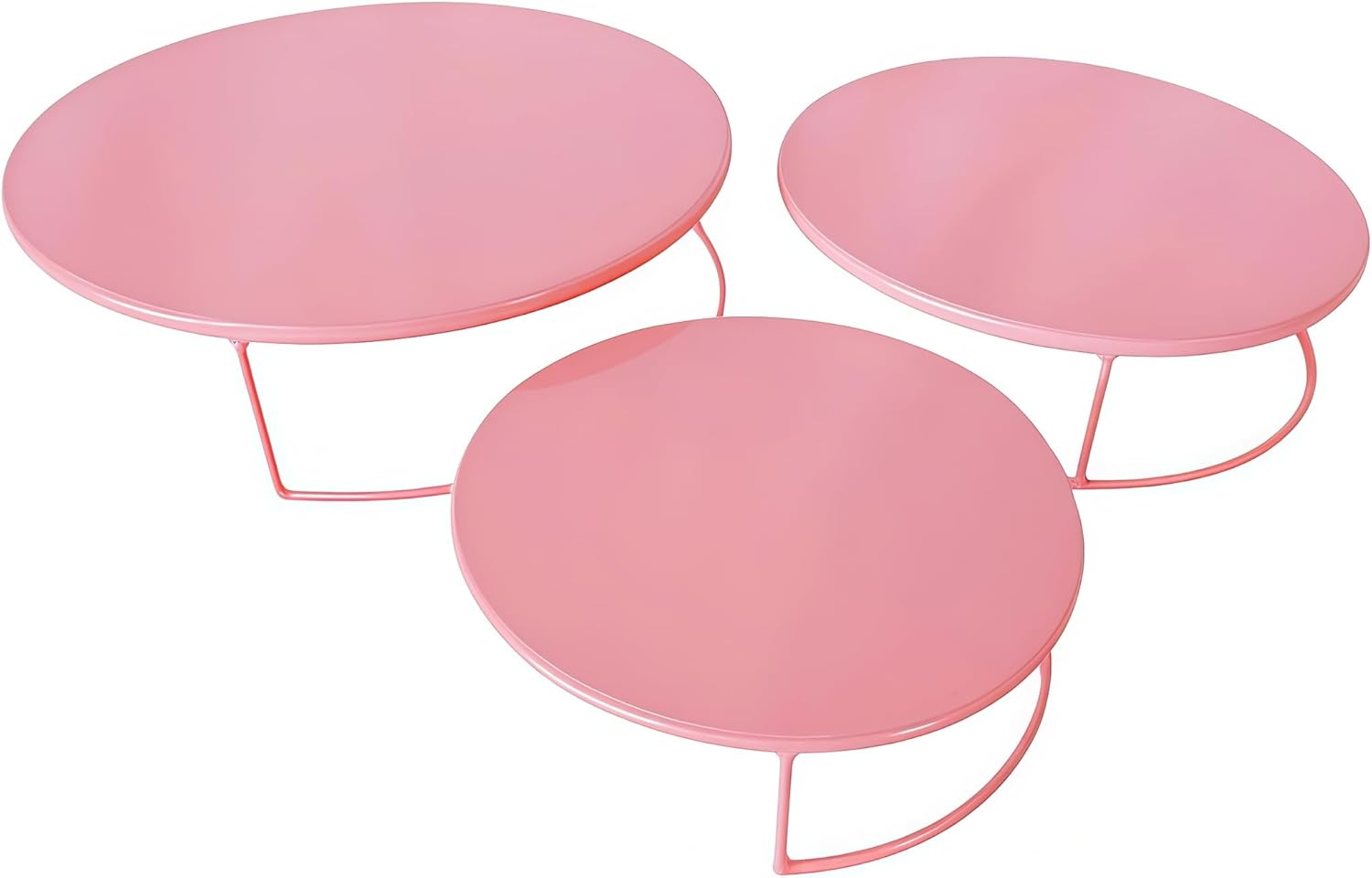 3 Pcs Half-circle Nesting Metal Cake Stand Set, 8/10/12 inch Dessert Table Display, Perfect for Baby Showers, Weddings, Birthdays (Pink)