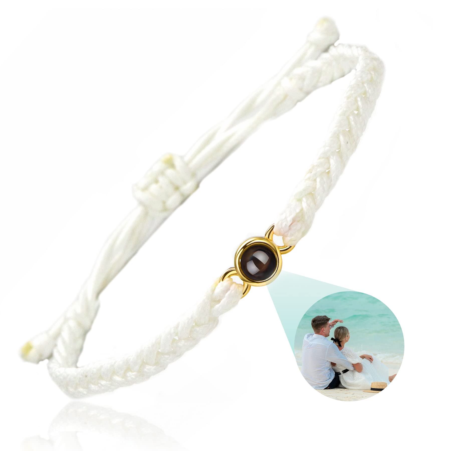 SUPHELPU Custom Bracelets with Picture Inside, Personalized Photo Bracelet Projection, Personalized Gifts for Men Memorial, Men's ID Bracelets