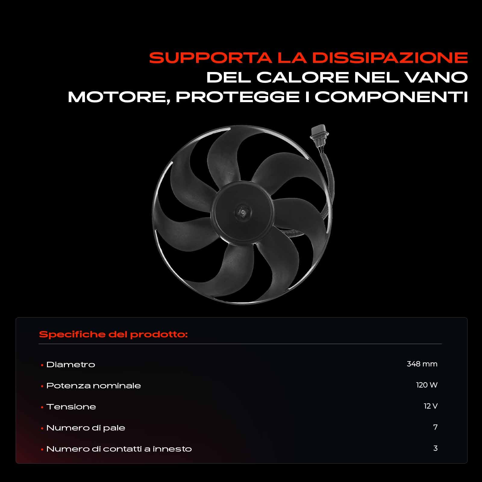 Frankberg Ventola di raffreddamento Refrigeratore d'Acqua a la Compatibile con Golf IV 1J1 1.4L Golf IV 1J1 1.6L Golf IV 1J1 1.9L A3 8L1 1.6L Golf IV Variante 1J5 1.6L Replace# 6N0959455