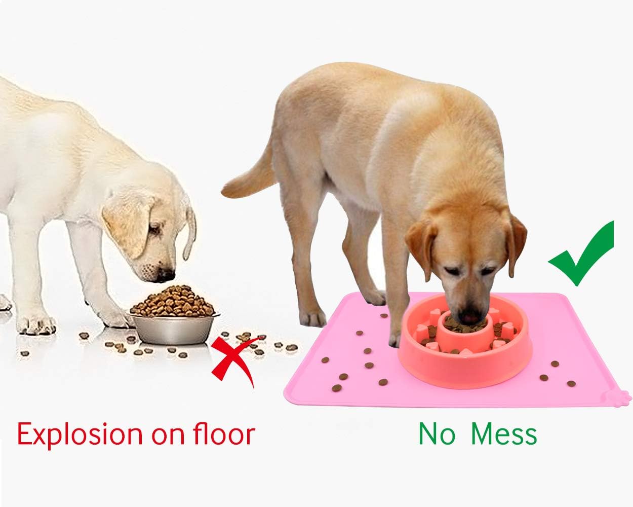 Joytale Silicone Dog Food Mat, Waterproof Cat Bowl Mat with Non-Slip Base and Raised Edge, 47 x 30 cm,Pink - Image 5