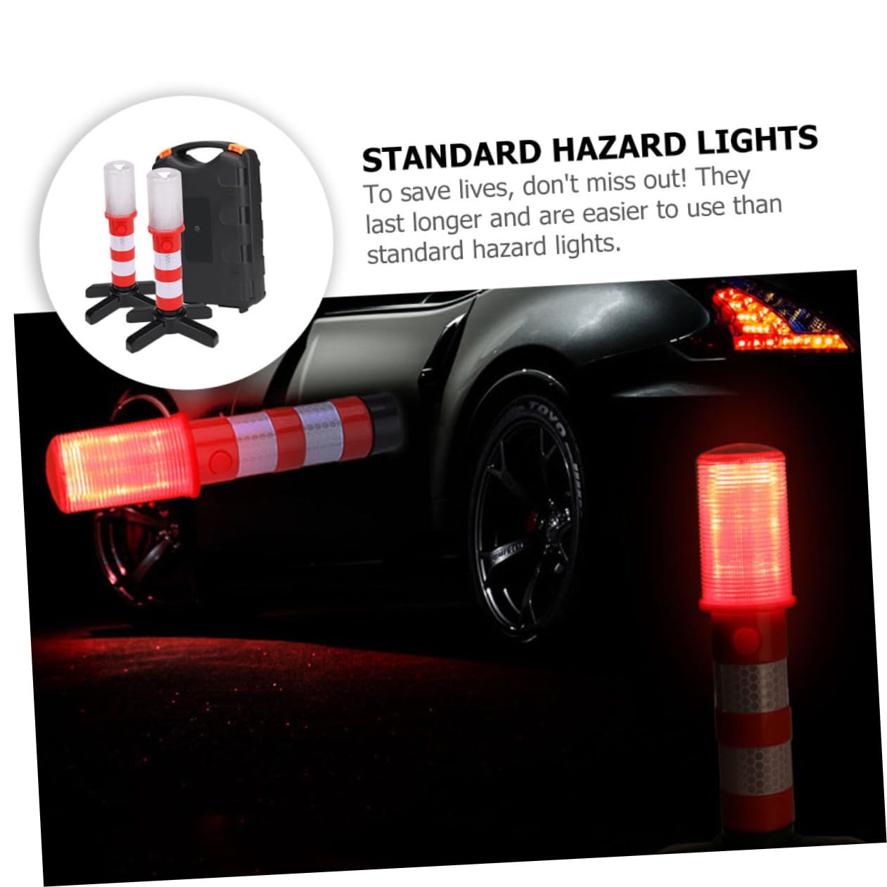 PLAFOPE Luz de Emergencia para Coche, Baliza de Seguridad Roja, Portátil, Soporte Desmontable, Adecuado para Aviso Vial y Control de Tráfico