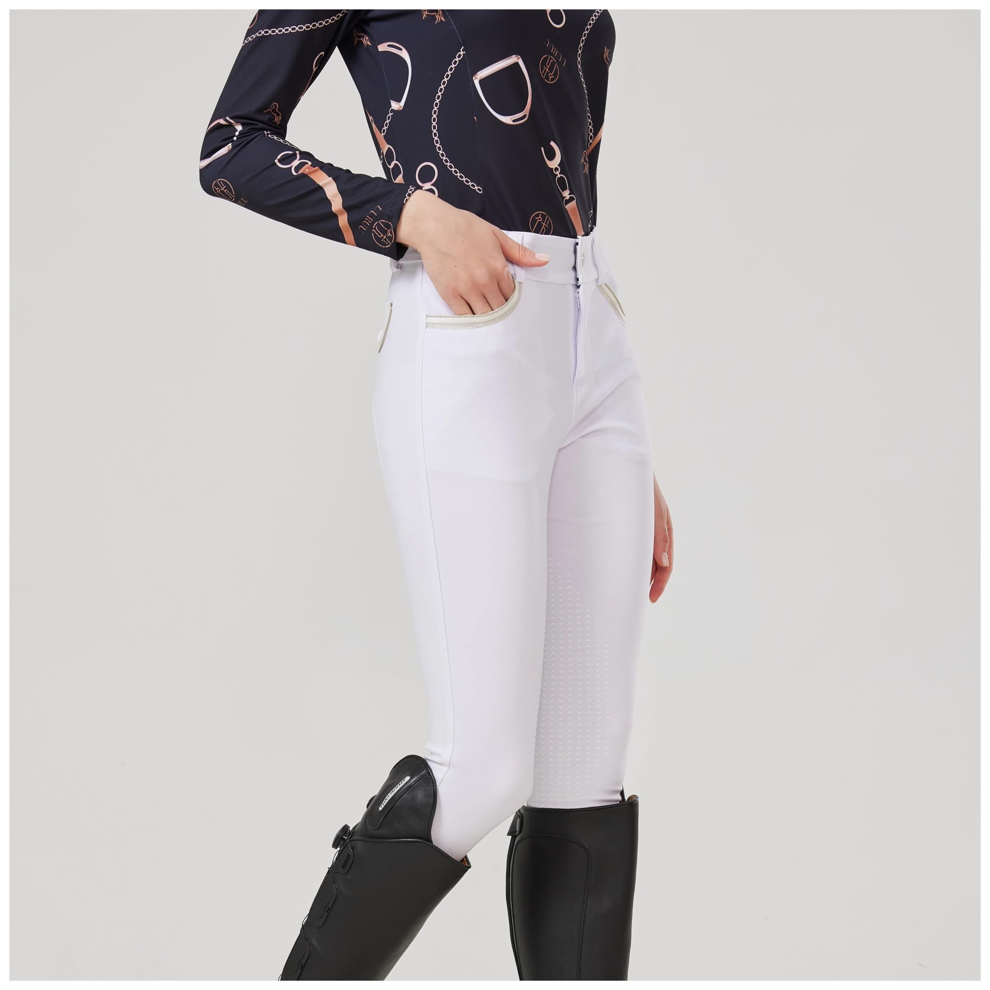 Pantaloni da Equitazione in Silicone Intrecciato, Pantaloni da Equitazione da Donna, Pantaloni in Silicone Intrecciati, Elastici, Piccoli, Resistenti all'Usura(L)
