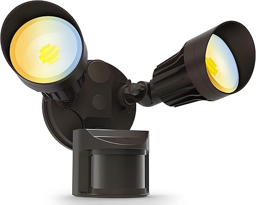 JJC - Luces LED de seguridad con 3CCT seleccionable, para exteriores con sensor de movimiento, 2500lm, 25W (igual a 140W) 3000K4000K5000K, color