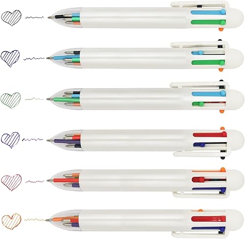 Miniatura 3 de Bolígrafo de color 6 en 1 para oficina y escuela, paquete de 24 (24 unidades, blanco)
