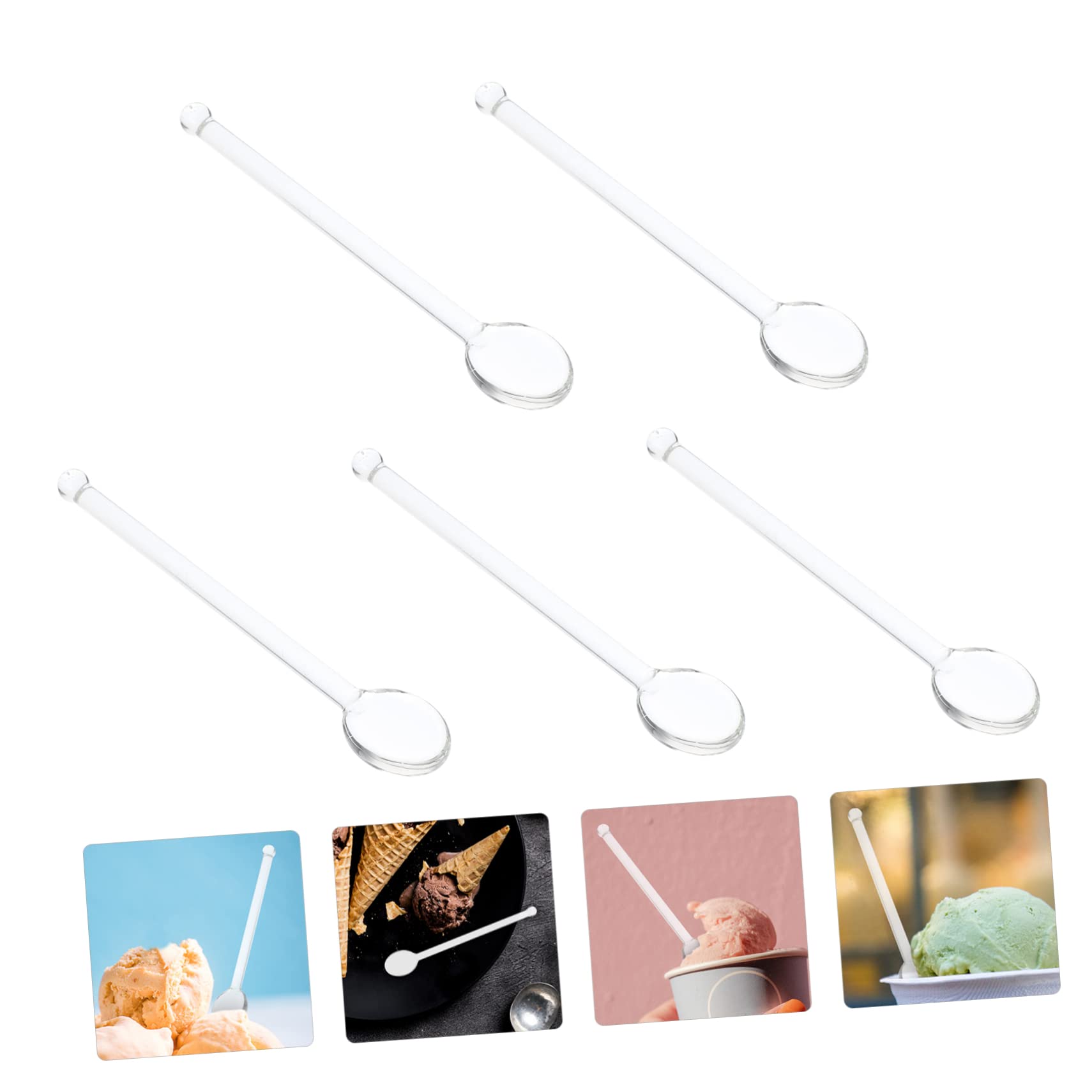Ciieeo 15 Piezas Cuchara alta en borosilicato cucharas de condimentos de mesa cucharas de cafe agitador de café espresso cucharas agitadoras cuchara de vidrio familiar