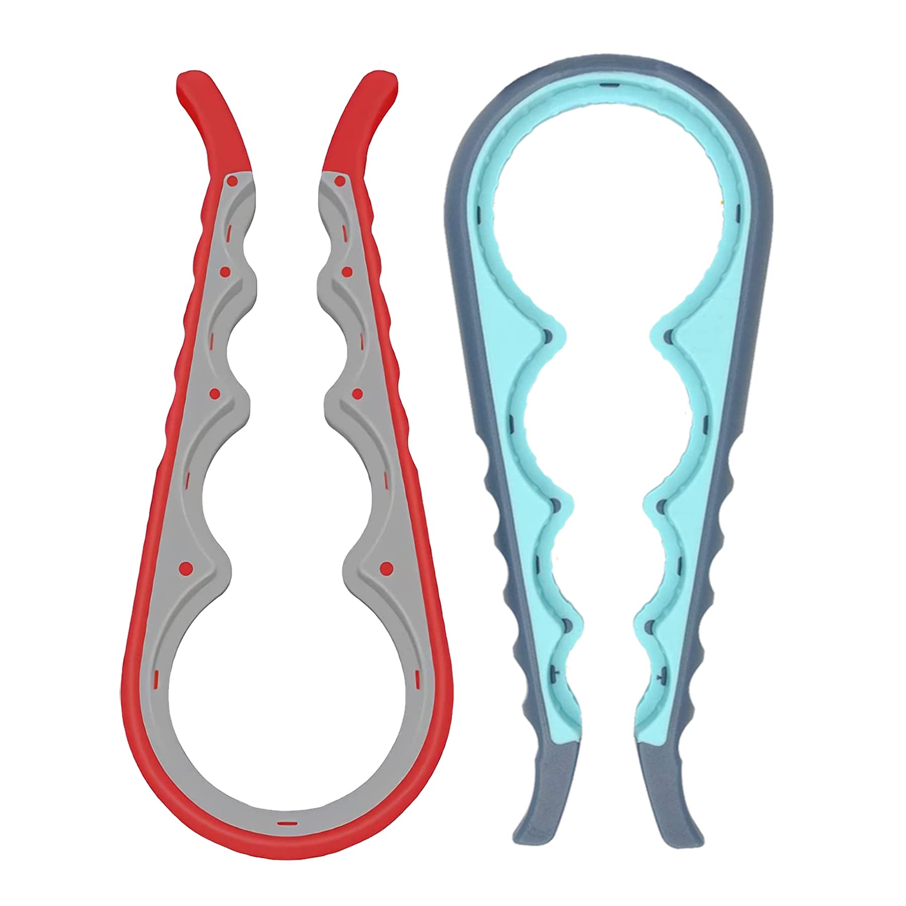 Abridor de tarros, abridor de tarros 4 en 1, agarre de tarros, abridor de tapas de tarros, abridor de tarros para manos débiles, manos con artritis y personas mayores (rojo + azul)