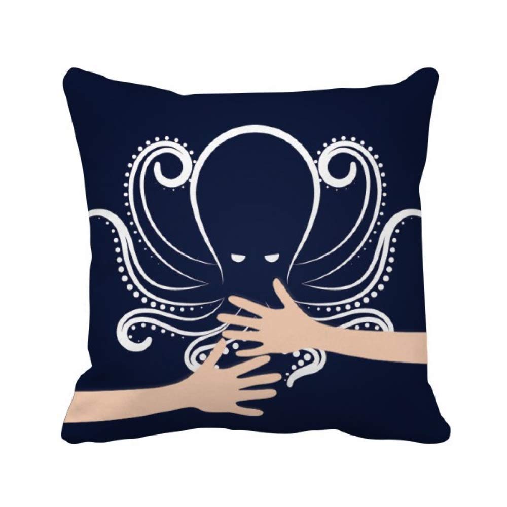 Coussin de couvrir pieuvre imprimé marin noir et blanc contrasté