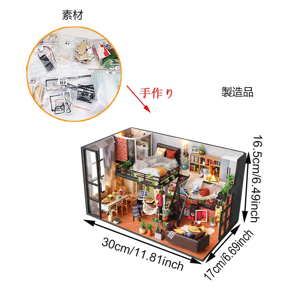 Amazon | DIYミニチュアハウスキット、クリエイティブルーム木製ドール