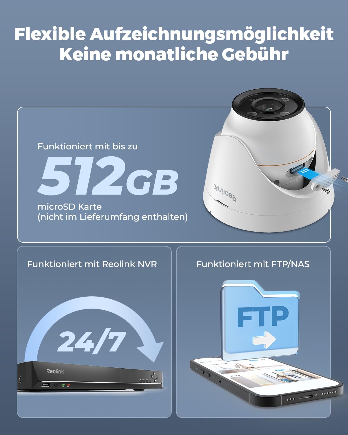 Reolink 12MP PoE Überwachungskamera Aussen mit IR- und Farbige Nachtsicht, Zwei-Wege-Audio, 24/7 Aufnahme, Smarte Erkennung, Zeitraffer, Outdoor IP-Kamera mit microSD Kartenslot, RLC-1224A