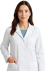 Jaleco Feminino Oxford Profissional Acinturado com Botões 3 bolsos frontais