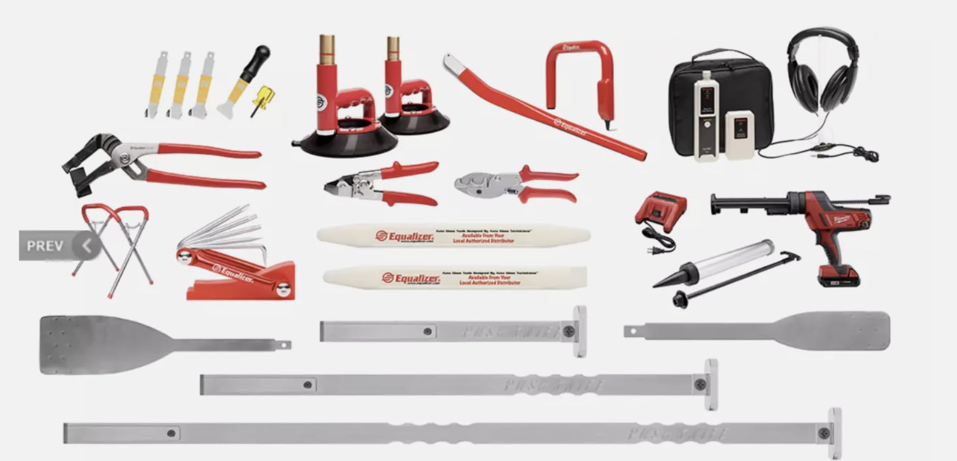 Equalizer Glass Removal Kit with Ambush Battery Windshield Cut Out removal tool