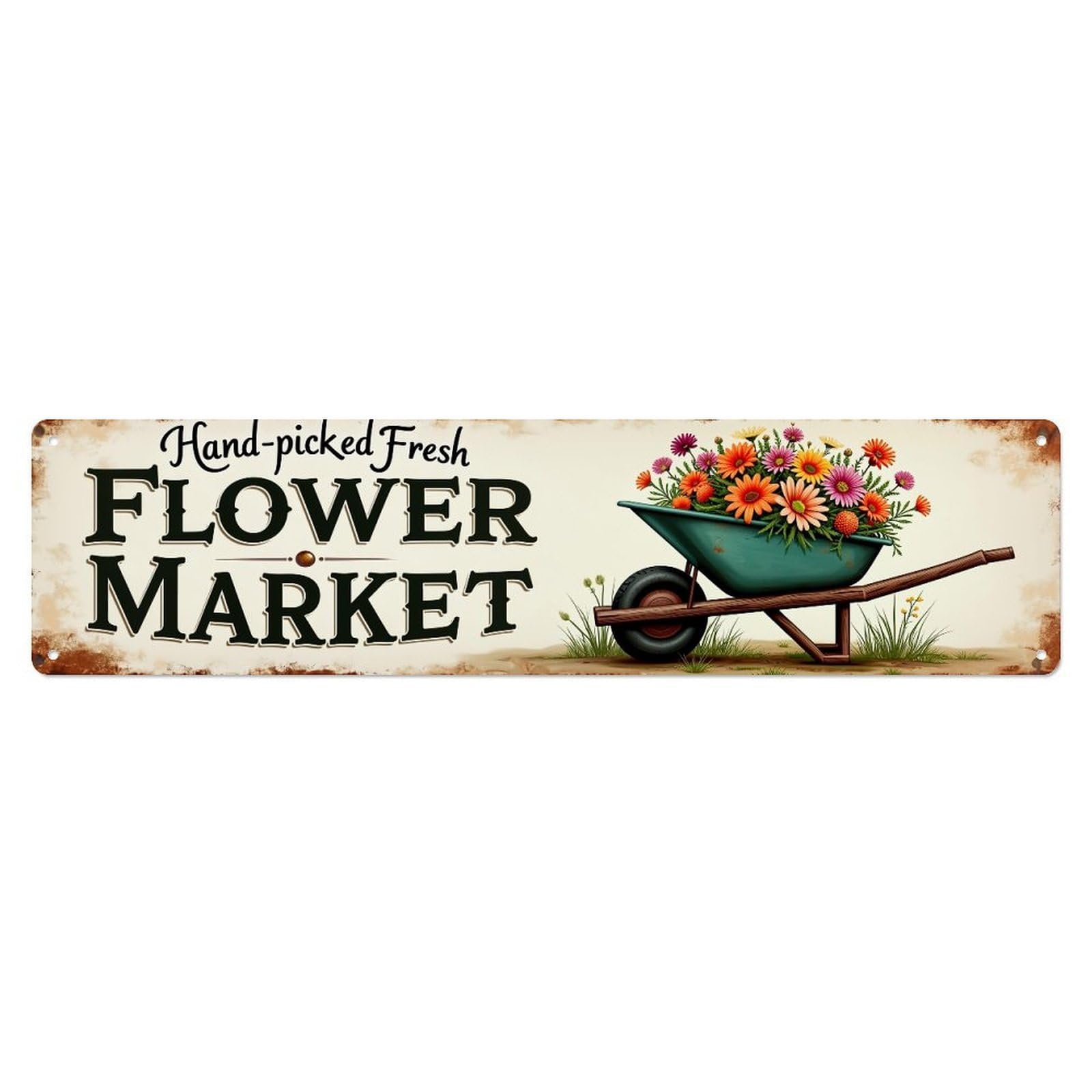 Hand Picked Fresh Flower Market Metal Tin Sign Plaque