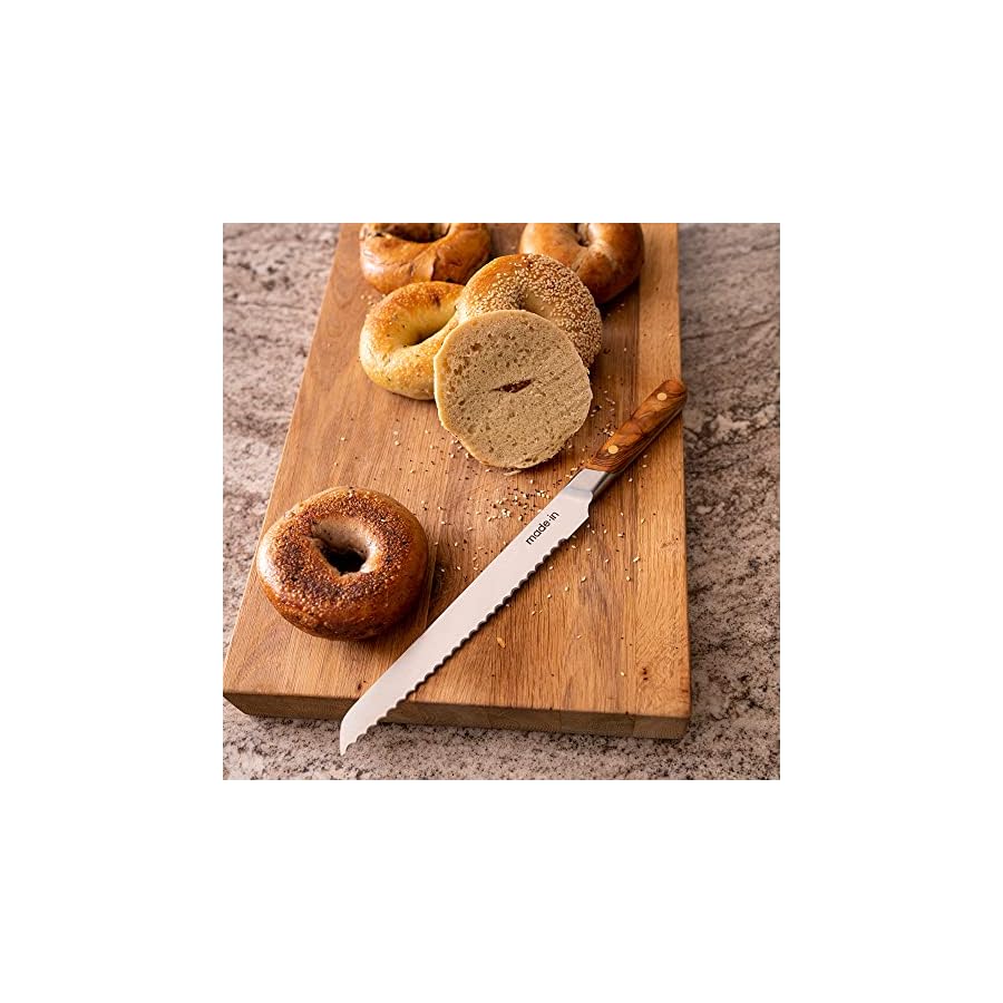 Made-In-Cookware-4-Piece-Knife-Set-with-Knife-Block-Includes-Chef-Knife-Bread-Knife-Paring-Knife-and-Nakiri-Knife-Full-Tang-With-Olive-Wood-Hand-Handle-Made-in-France Made In Cookware - 4 Piece Knife Set with Knife Block - Includes Chef Knife, Bread Knife, Paring Knife, and Nakiri Knife - Full Tang With Olive Wood Hand Handle - Made in France