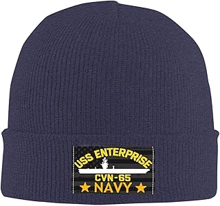 LEILEIflag USS Enterprise Cvn-65 Beanie Cap Knit Skull Caps Winter Warm Pullover Cap Navy Blue