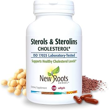 NEW ROOTS HERBAL Plant Sterols and Sterolins Supplement with Organic Flaxseed | Stanols or Phytosterols for Cholesterol Support with Source of Omega-3s 120 Softgels
