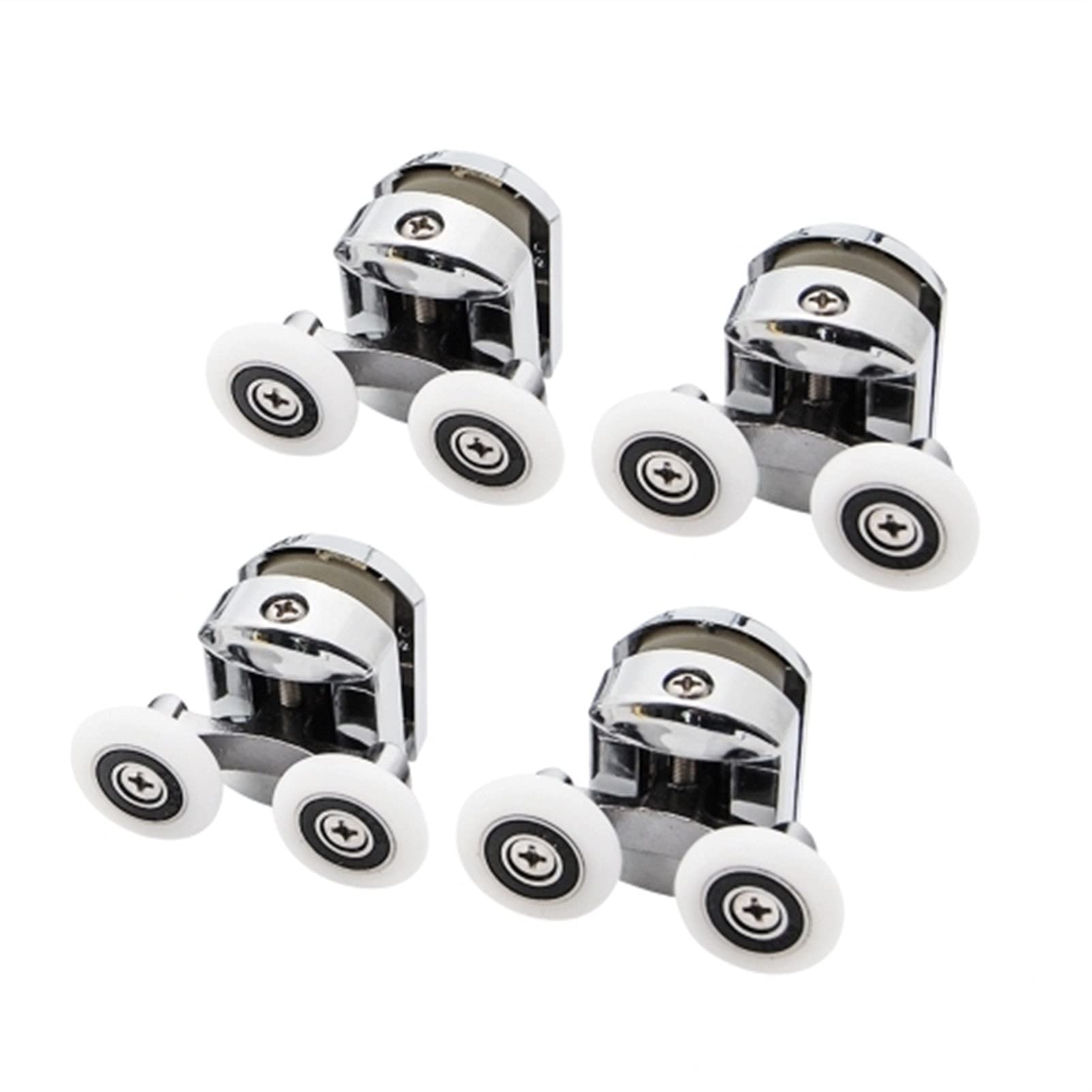 Rodamiento para corrediza de ducha con rodillos dobles superiores de 25mm en pack de 4