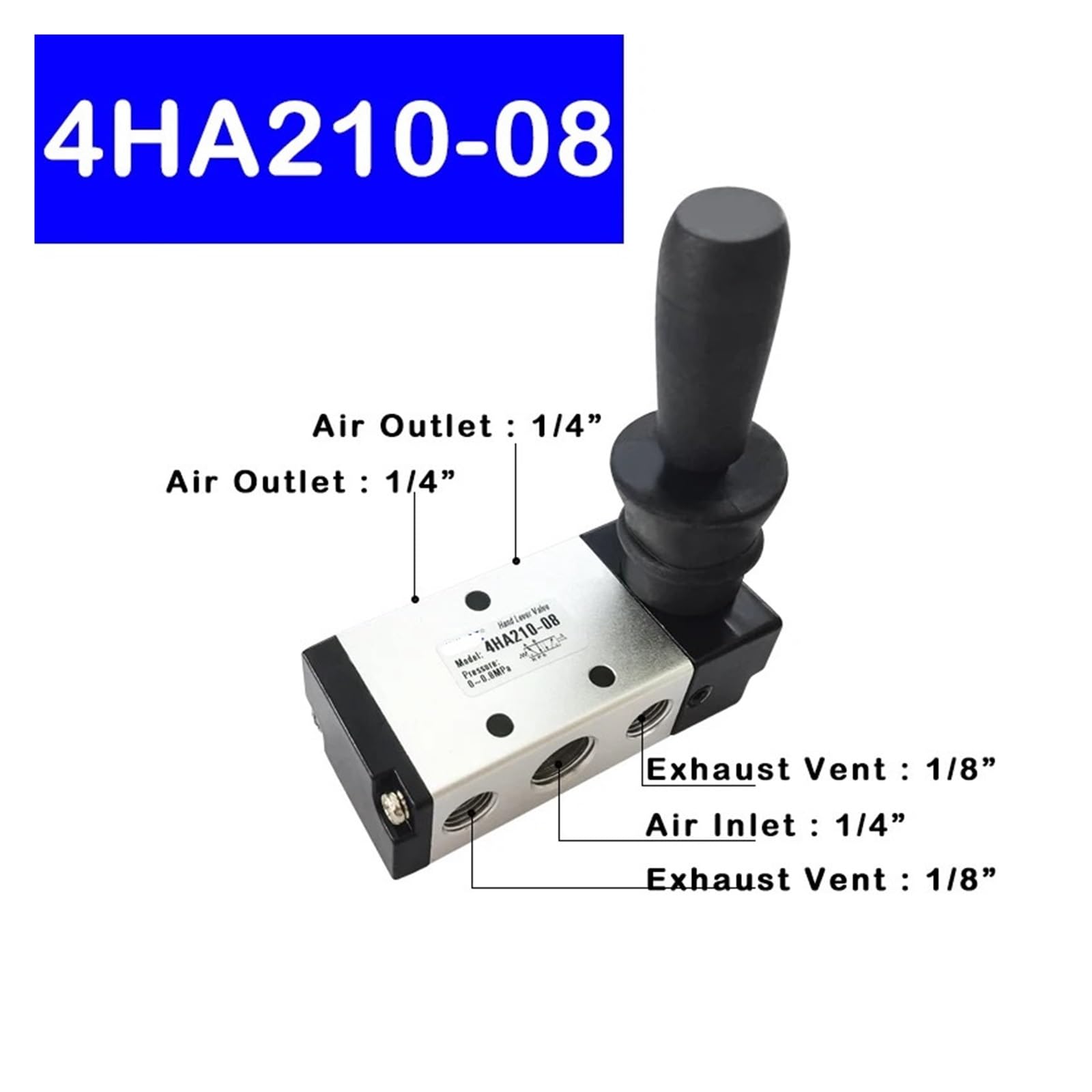 4HA210-08 Valvola pneumatica Manuale a Cinque Vie, 2 Posizioni, 5 Porte, 1/4", valvola di Controllo azionata da Leva Manuale(4HA210-08)