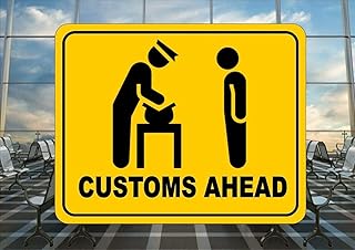 Yelenacca Metal Tin Sign Airport Reproduction Sign, Stag & Hen Gift, Departures Airport Customs Sign Sign Square Sign 12x12 inches