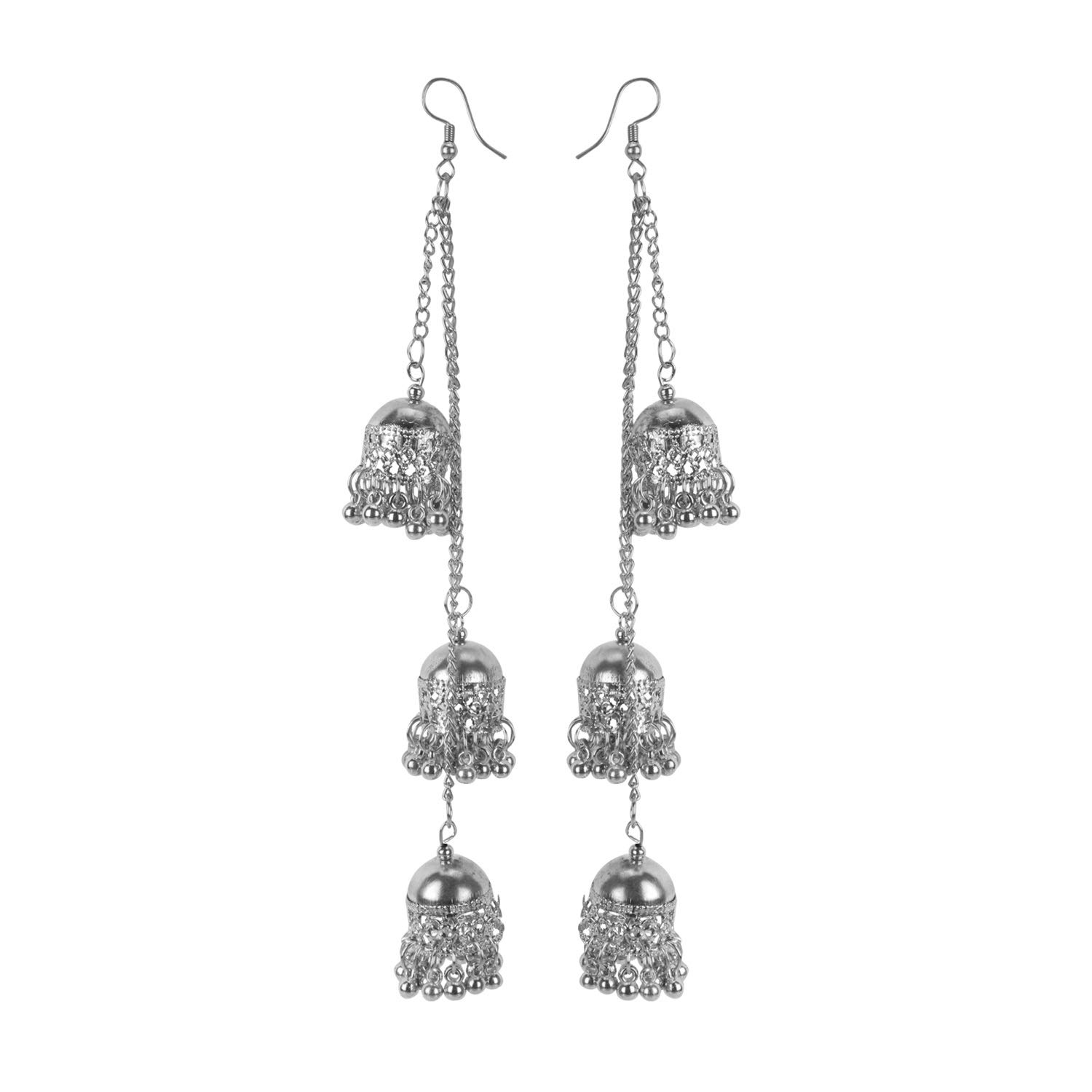 Samridhi DC Antique Silver Kashmiri Triple Jhumki Earrings (B07KTT4G7Q) Amazon Price History, Amazon Price Tracker
