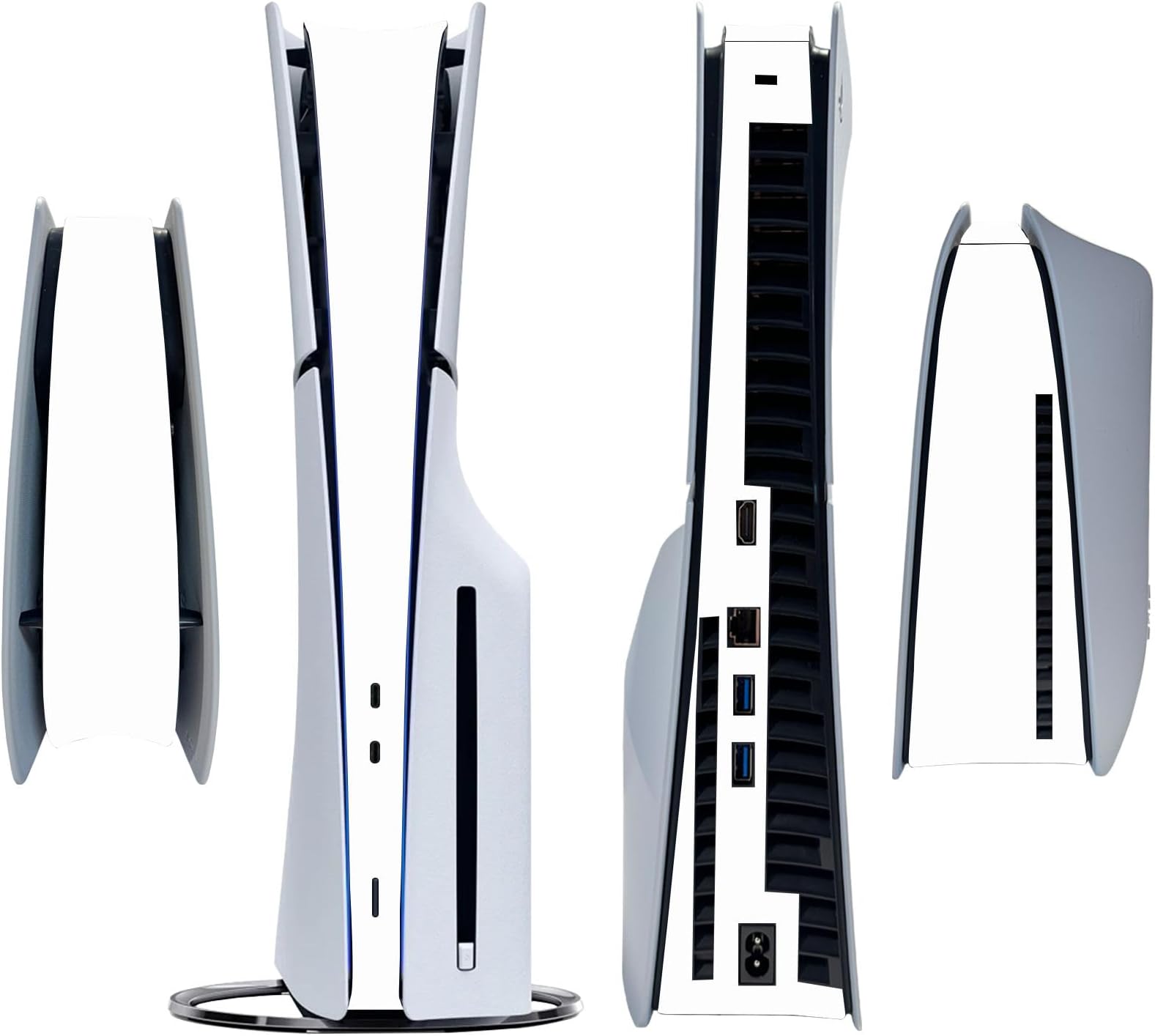 Side Sticker for PS5 Slim Disc Console Centre Skin Console Skin Decal Vinyl Decal (White)
