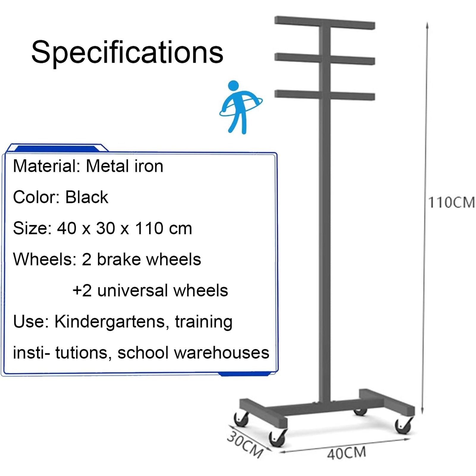 Exercise Hoop Storage Rack, Organizer Holder for Hula Hoop/Jump Rope, Fitness Club Hula Hoop Stand, Living Room Playroom Corner Exercise Hoop Storage Cart