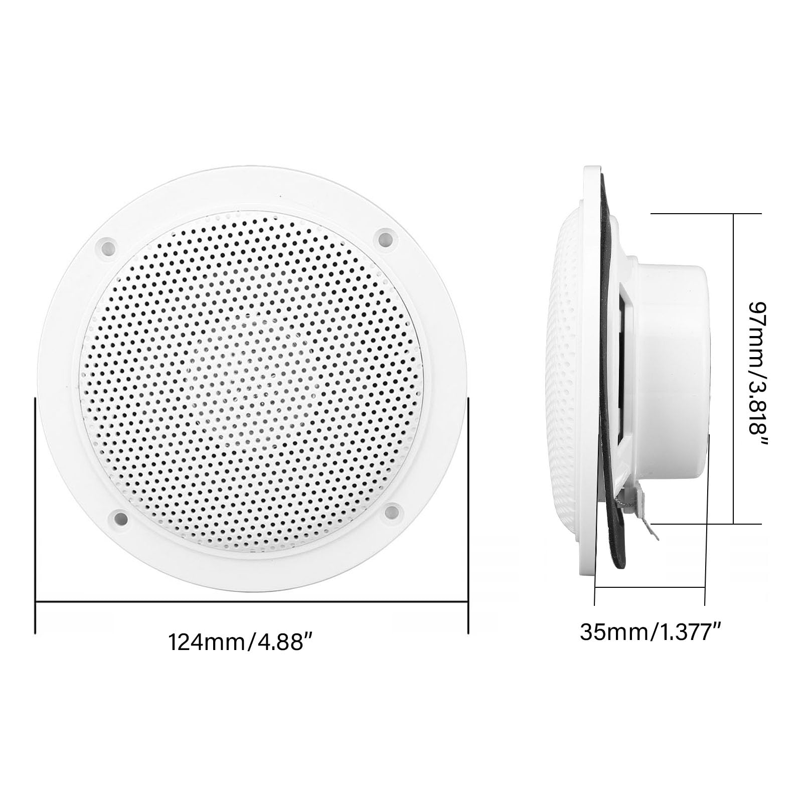 4-calowe morskie głośniki sufitowe 120 W Wodoodporny montaż podtynkowy w ścianie Audio Stereo Nagłośnienie dla łodzi ATV UTV