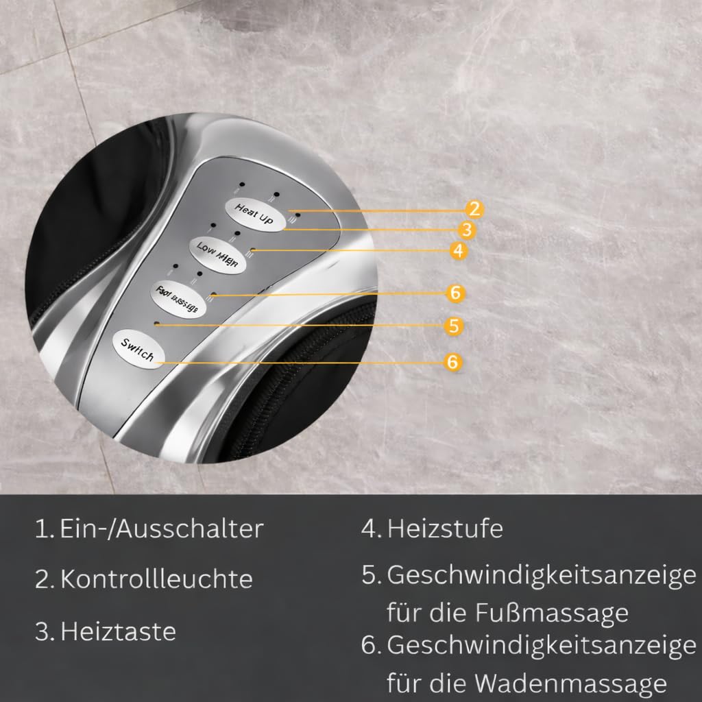 MoCho® Fußmassagegerät Fußmassage Elektrisch mit Wärme & Luftdruck – 360° Airbag Kompression für Füße & Waden – Shiatsu Massagegerät gegen Schmerzen, Muskelkater & schwere Beine – 3 Intensitätsstufen