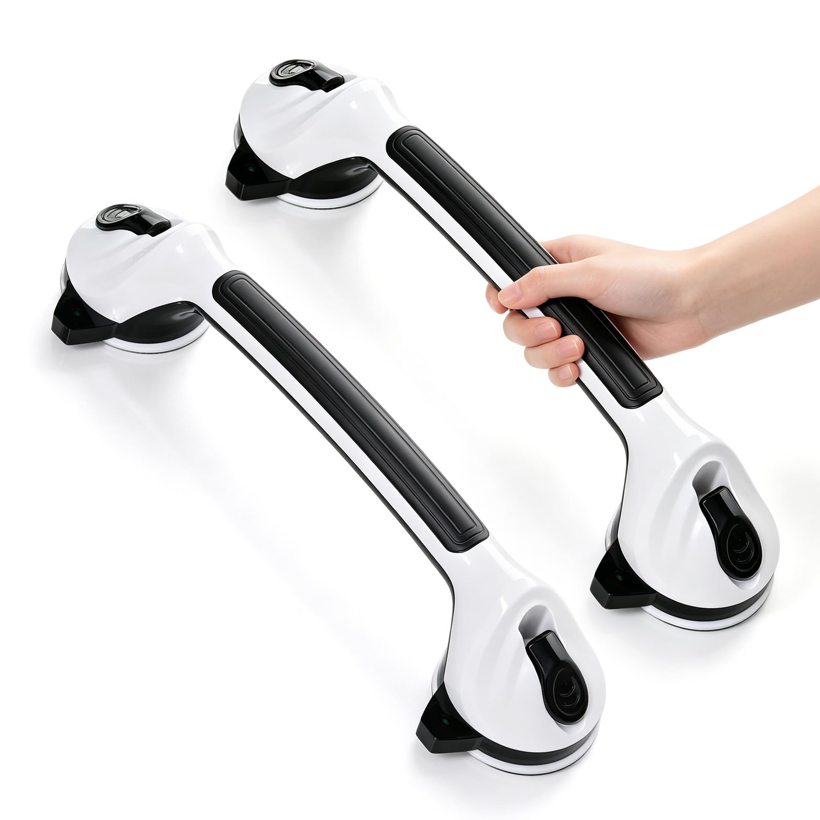 Lot de 2 poignées de douche noires sans perçage 42 cm avec ventouse