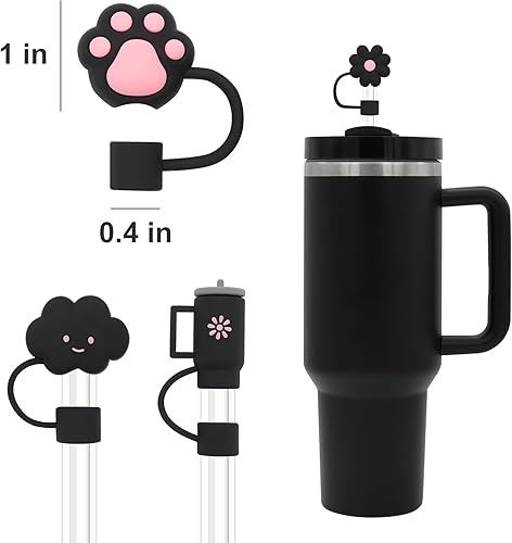 Miniatura 9 de 4 tapas de popote de silicona de 0.4 pulgadas de diámetro para copa Stanley, a prueba de polvo, puntas de popote reutilizables
