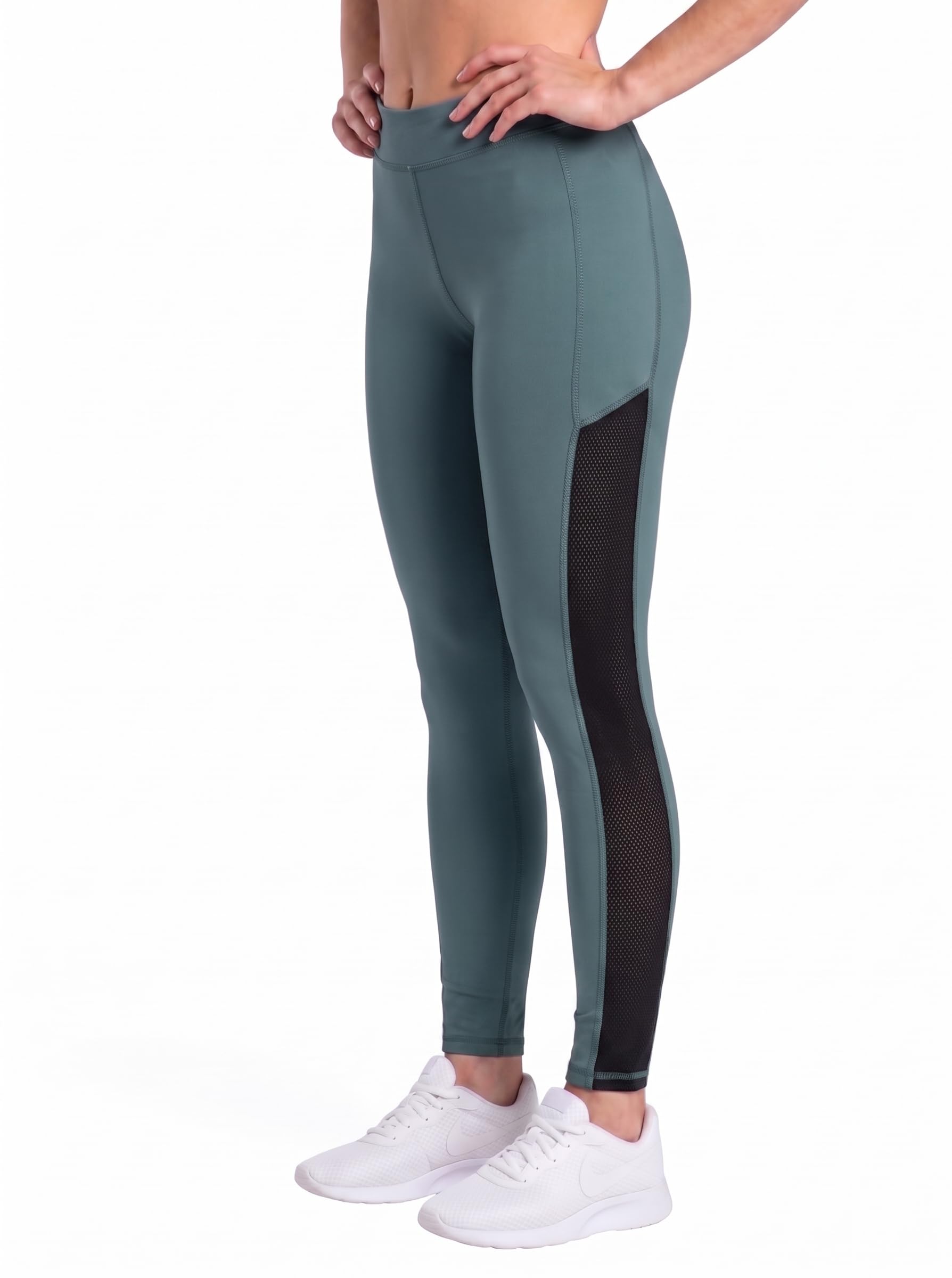 mehrang Women Slim Fit High Waist Gym Workout Tights with 4 Ways Stretchable Scoot Proof Yoga High Rise Leggings (in, Alpha, XL, Regular, English Green)-picture-1
