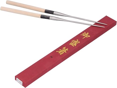 Alvinlite 11.61" Wood Handle Chopsticks, 1 Pairs Premium Reusable Stainless Steel Pointed Chopsticks for Japanese Sushi South Korea Kimbap, Chop Sticks with Gift Case for home office Kitchen