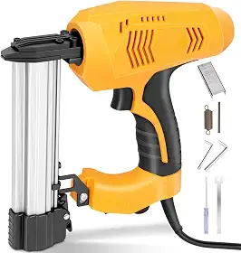 Grampeador/Pinador Elétrico, Pinador Eletrico, 23 * 21 * 5cm, 110v, Amarelo, Aplicável A Agrafos de Coroa Estreita Nº 18 E Tachas Sem Cabeça Nº 18, Pistola de Pregos