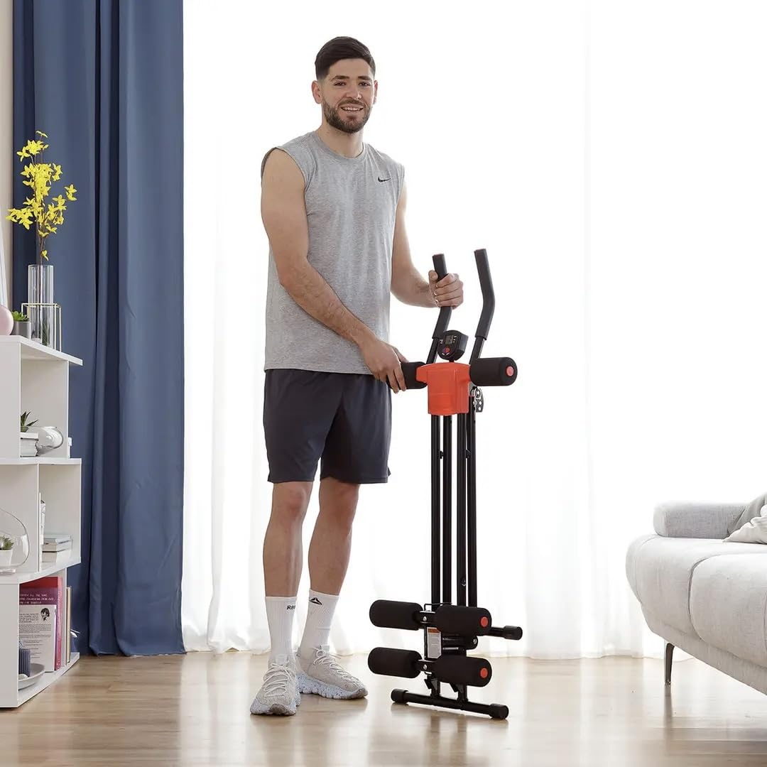 Banco Abdos plegable con guía de ejercicio, máquina abdominal multifunción con pantalla LCD, banco muscular reclinable, dispositivo de fitness para casa, carga 120 kg + guía de ejercicio