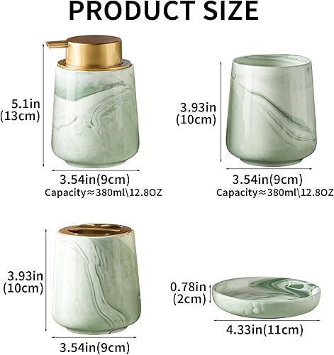 Miniatura 2 de Simcat Juego de 4 accesorios de baño de cerámica, juegos de accesorios para mostrador de baño con dispensador de jabón, soporte para cepillos de