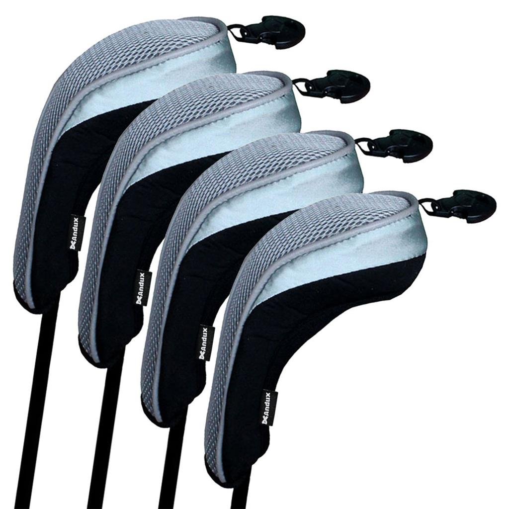 Andux coprimazza da Golf per ibridi 4pcs/Set Intercambiabile No. Etichetta Nero/Gris MT/hy03